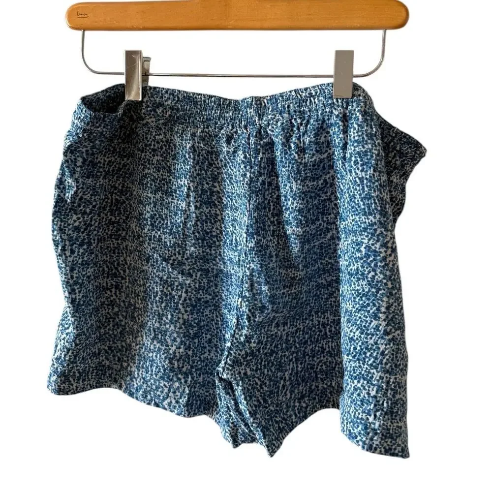 Vince Silk Charmeuse Shorts Blue Combo Static Print S